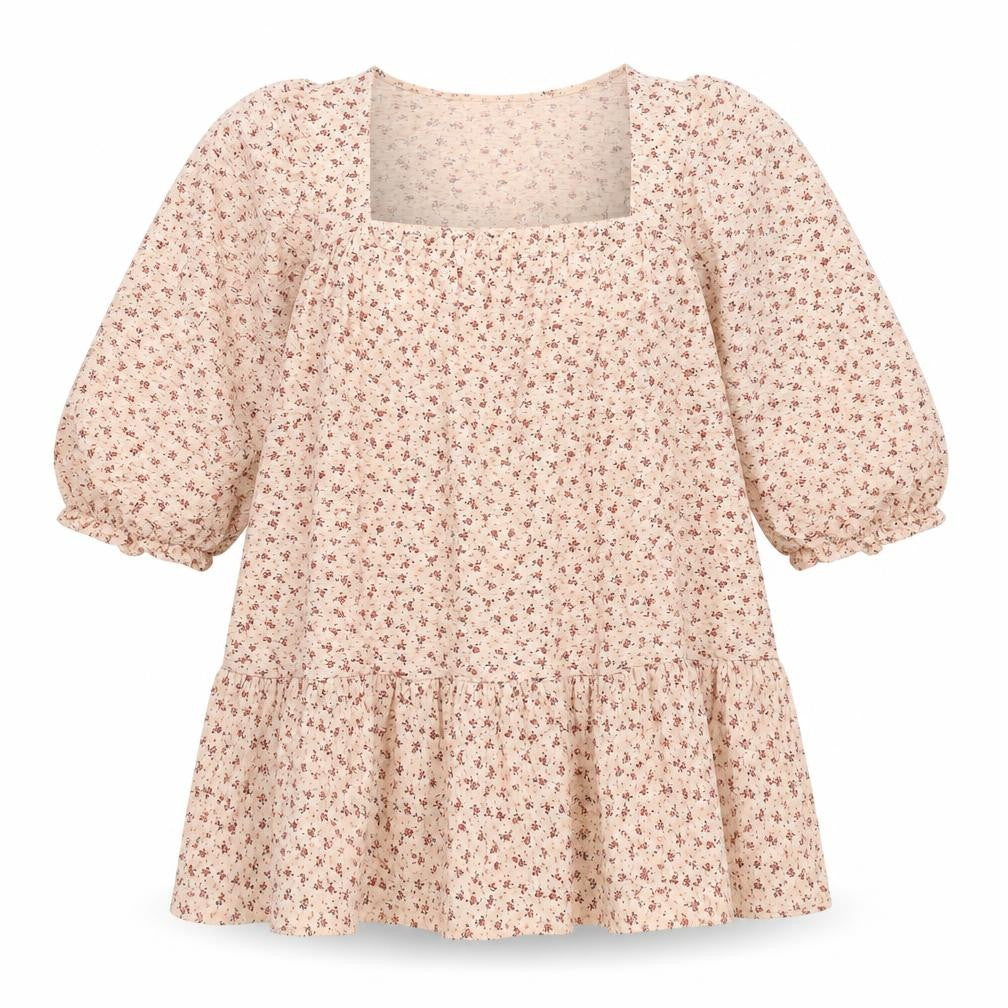 ASOS Design Womens Beige Floral Smocked Short Shift Dress UK 12