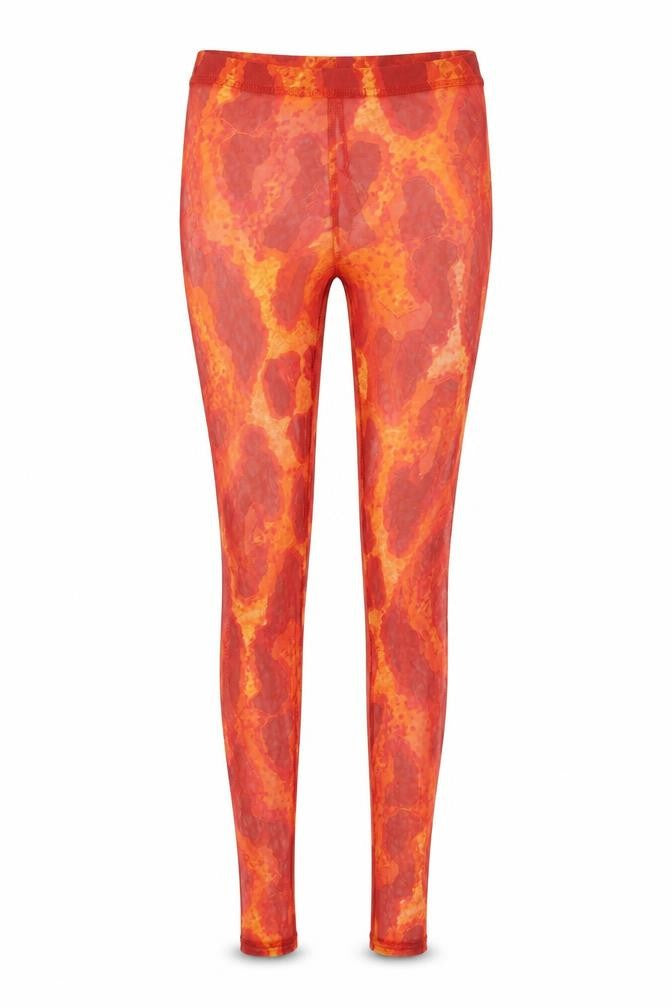 PRETTYLITTLETHING Women’s Orange Mesh Leggings Size 4 High Rise