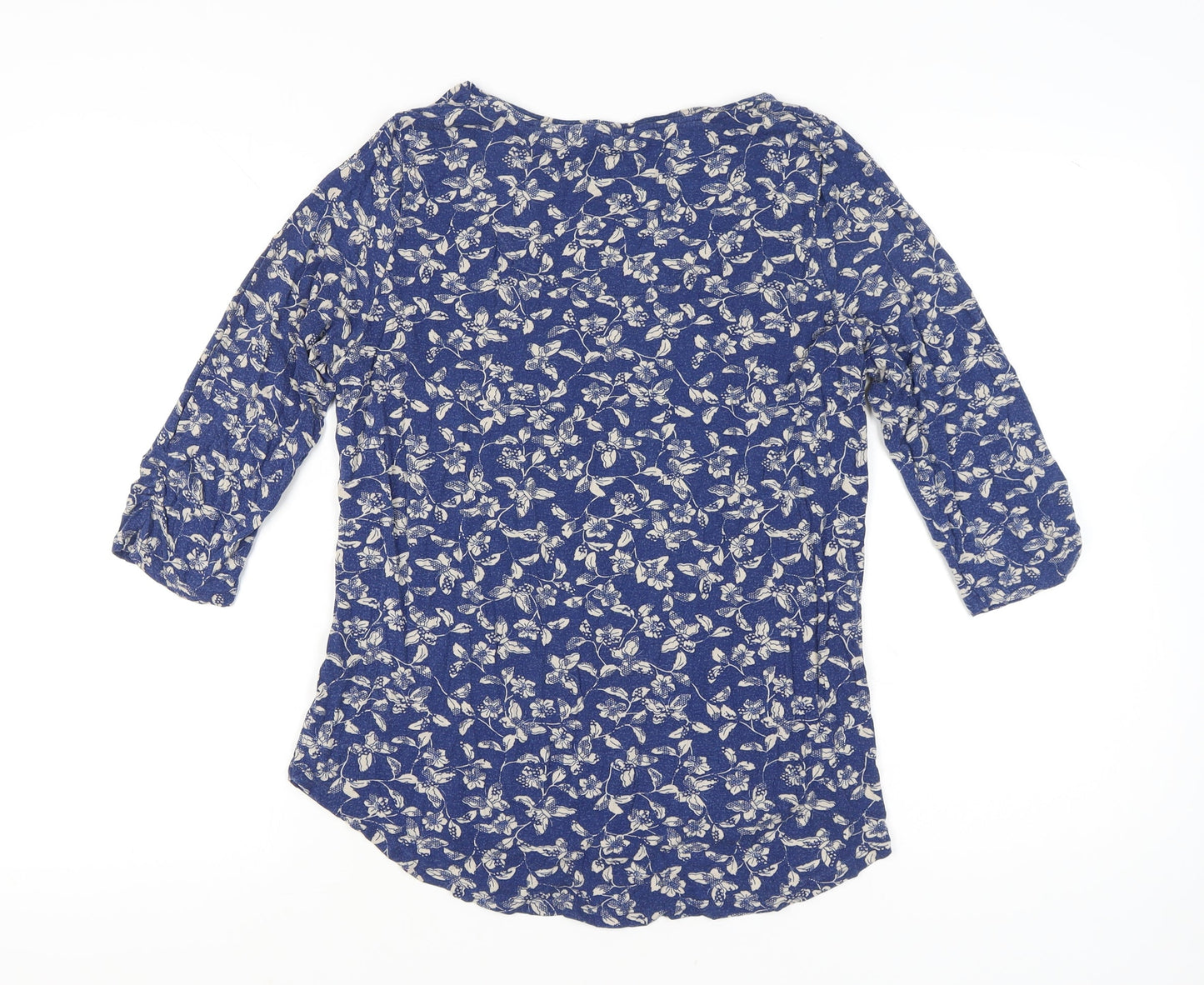 M&Co Womens Blue Floral Tunic Blouse Size 18 Scoop Neck 3/4 Sleeve