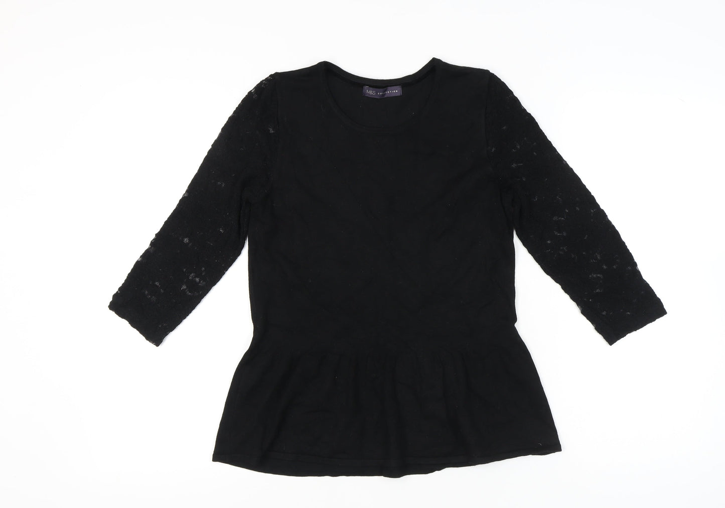 Marks and Spencer Womens Black Lace Tunic Blouse UK 10