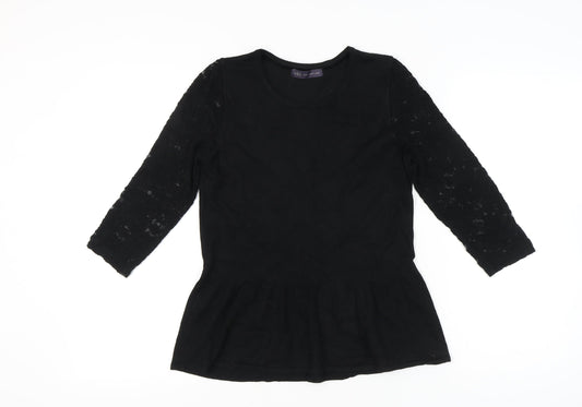 Marks and Spencer Womens Black Lace Tunic Blouse UK 10