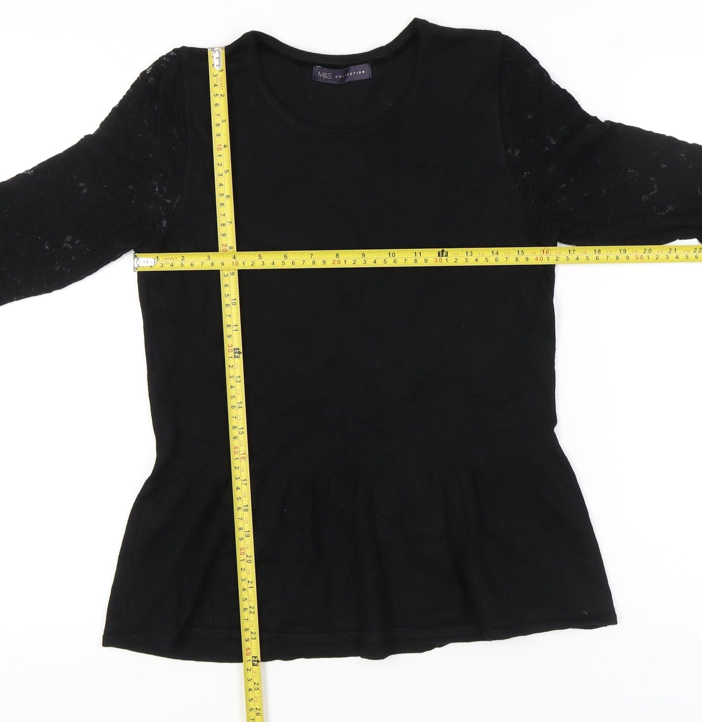 Marks and Spencer Womens Black Lace Tunic Blouse UK 10