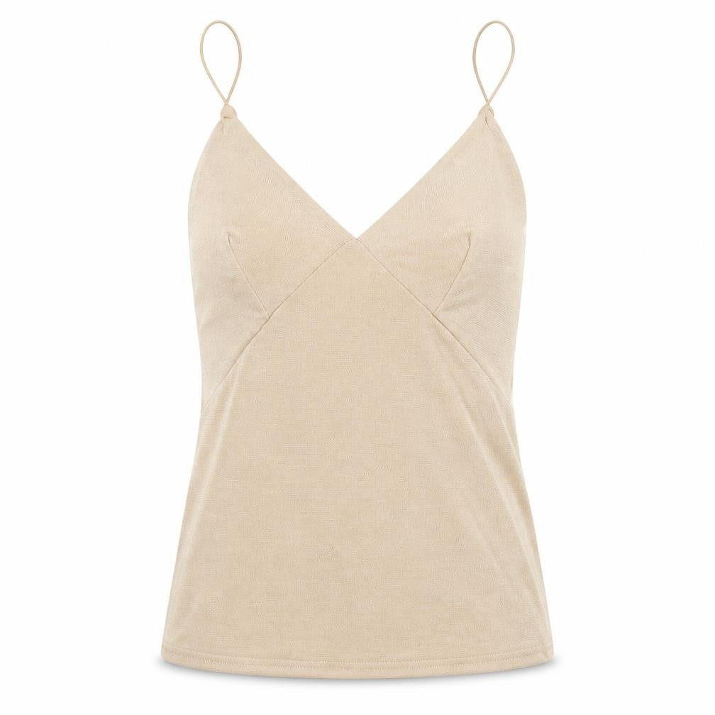 PRETTYLITTLETHING Womens Beige Camisole Tank Top UK 4 Slim Fit