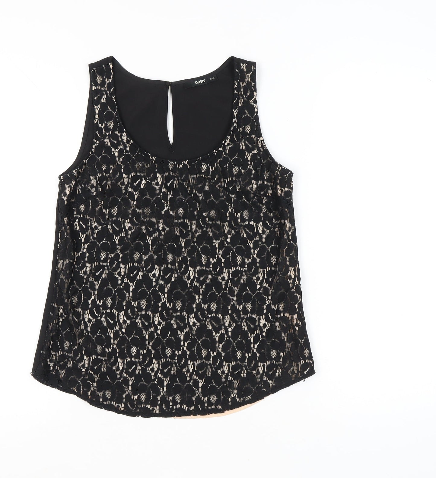 Oasis Womens Black Lace Sleeveless Blouse UK 8 Camisole Top