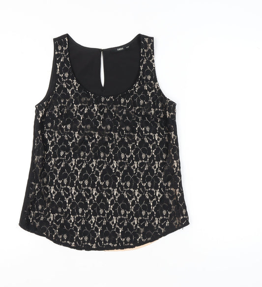 Oasis Womens Black Lace Sleeveless Blouse UK 8 Camisole Top