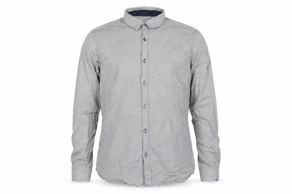Ted Baker Mens Grey Geometric Cotton Button-Up Shirt Size L Regular Fit