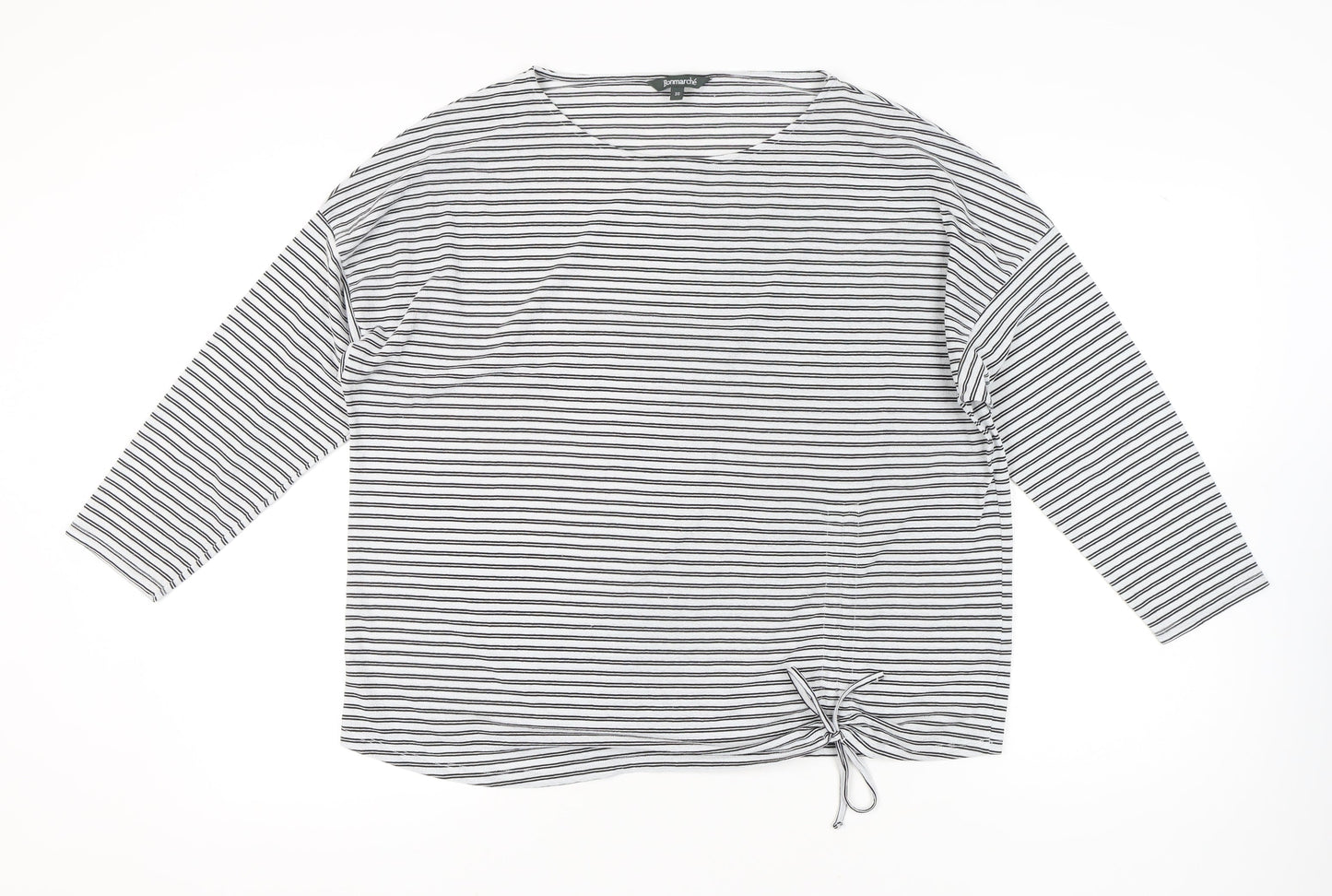 Bonmarché Women’s Black Stripe Relaxed Fit Jersey Top Size 20