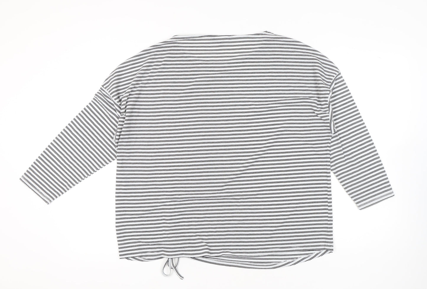 Bonmarché Women’s Black Stripe Relaxed Fit Jersey Top Size 20
