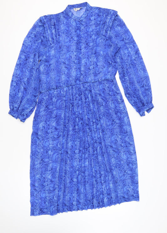 Jersey Masters Women’s Blue Size 12 Vintage Pleated Shirt Dress