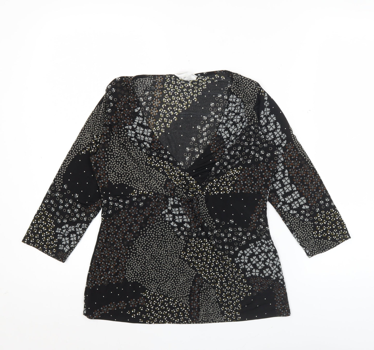 Wallis Petite Women’s Black Beaded V-Neck Tunic Blouse Size 12