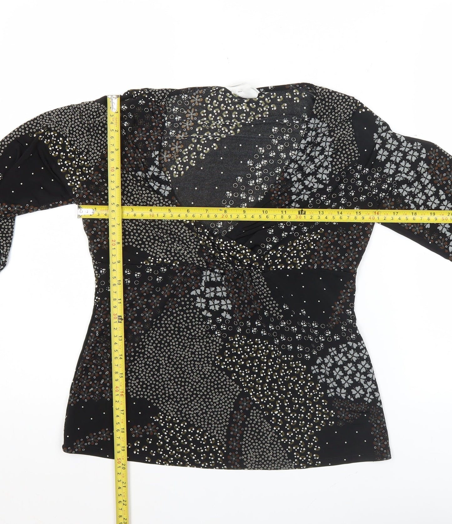 Wallis Petite Women’s Black Beaded V-Neck Tunic Blouse Size 12