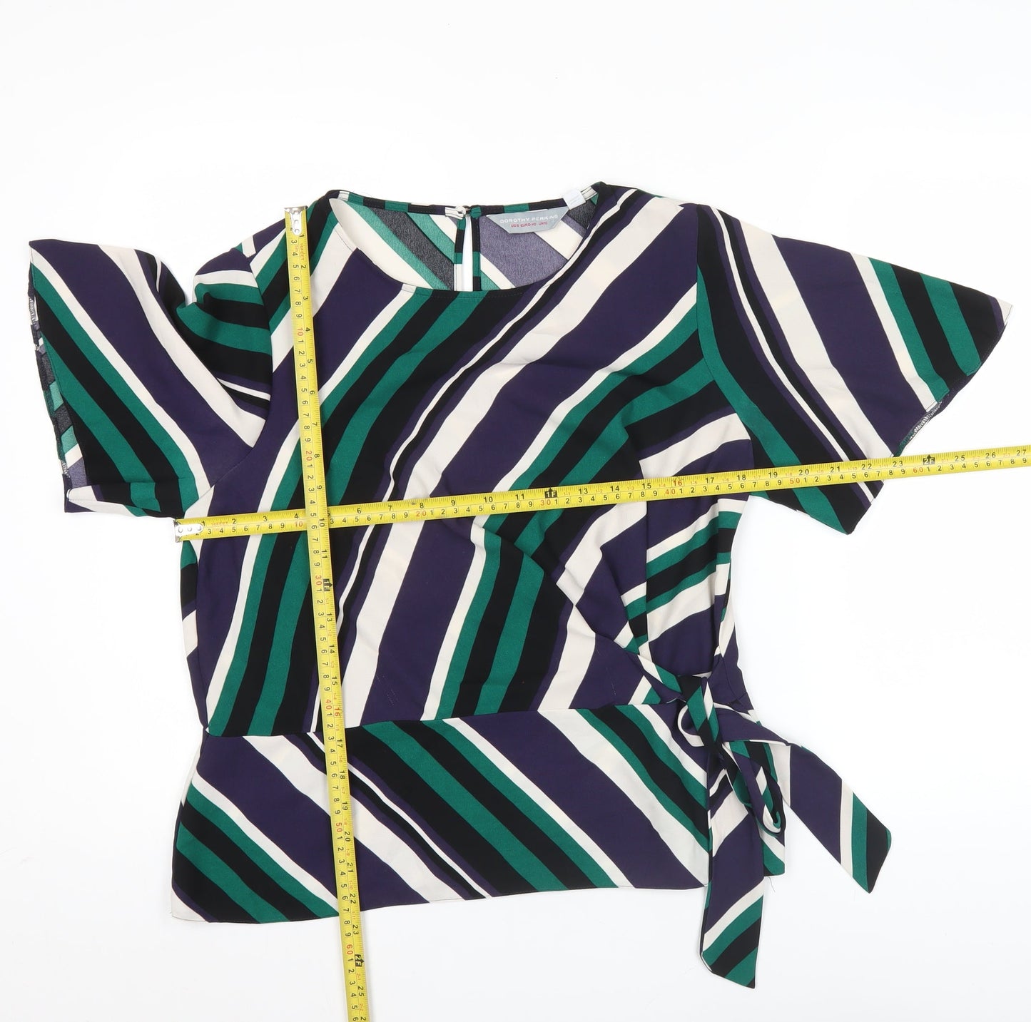 Dorothy Perkins Women's Multicoloured Striped Wrap Blouse Size 12