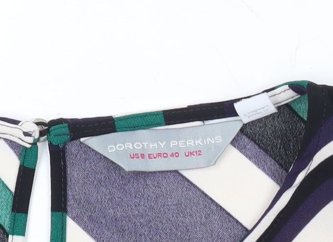 Dorothy Perkins Women's Multicoloured Striped Wrap Blouse Size 12