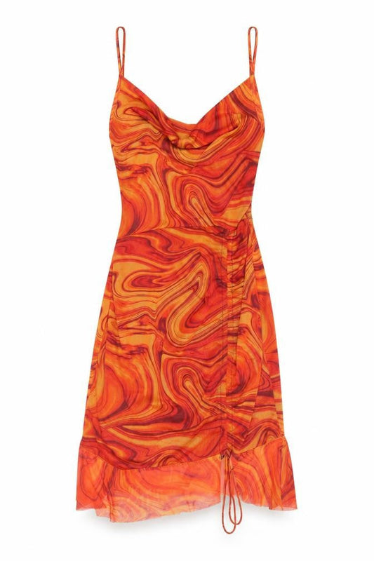 PRETTYLITTLETHING Women’s Orange Mesh Mini Slip Dress Size 14