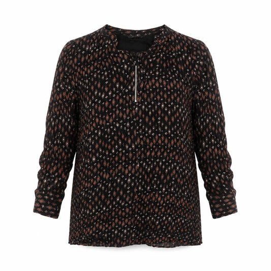 Next Women’s Black Geometric Tunic Blouse Size 8 Long Sleeve