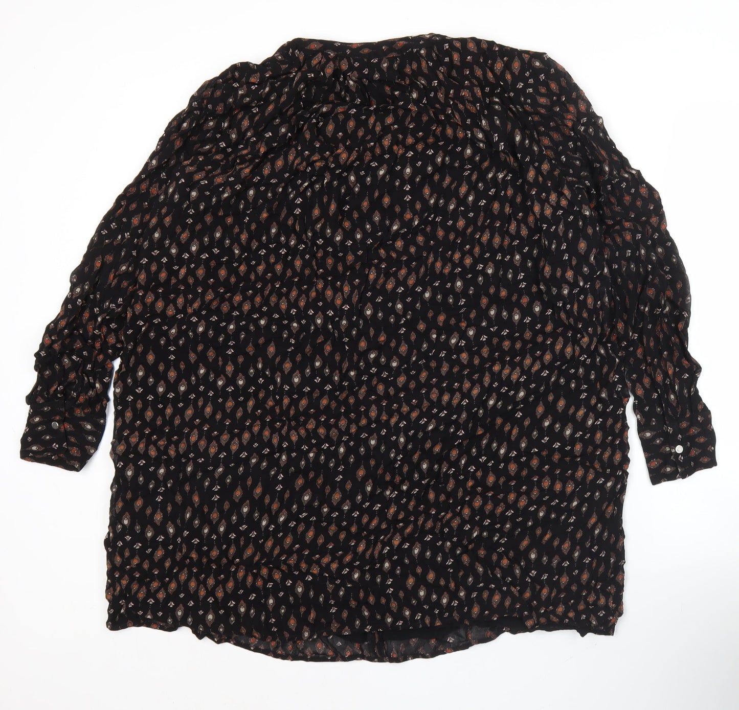 Next Women’s Black Geometric Tunic Blouse Size 8 Long Sleeve