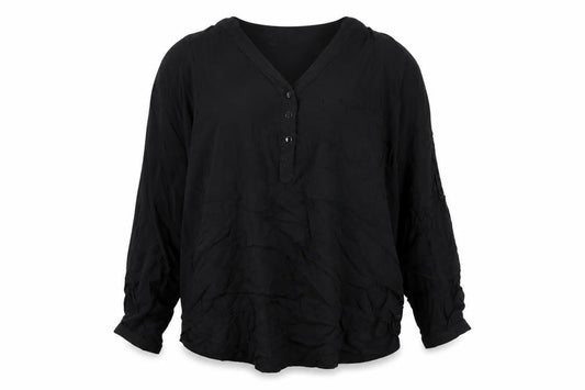 Menglou Fashion Womens Black 3XL Tunic Blouse Long Sleeve V-Neck