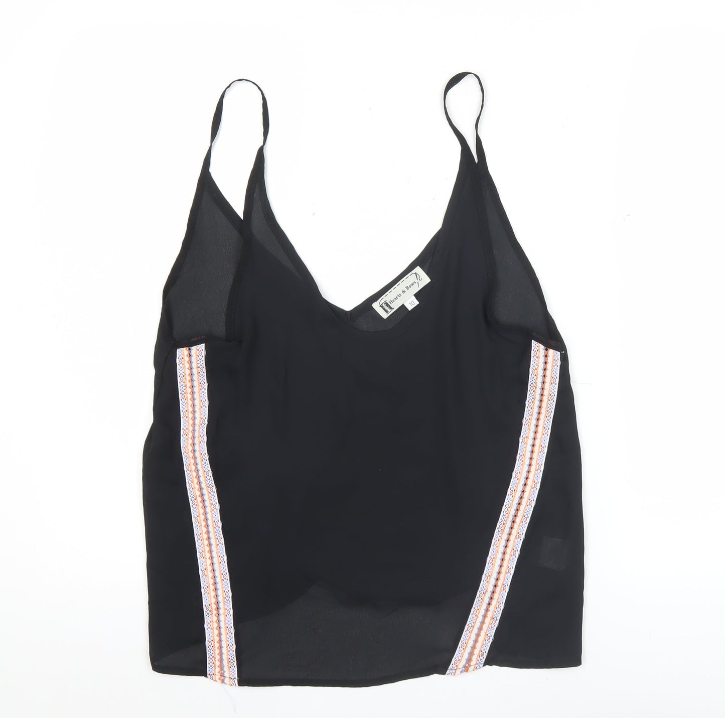Hearts & Bows Womens Black V-Neck Camisole Tank Top Size 10