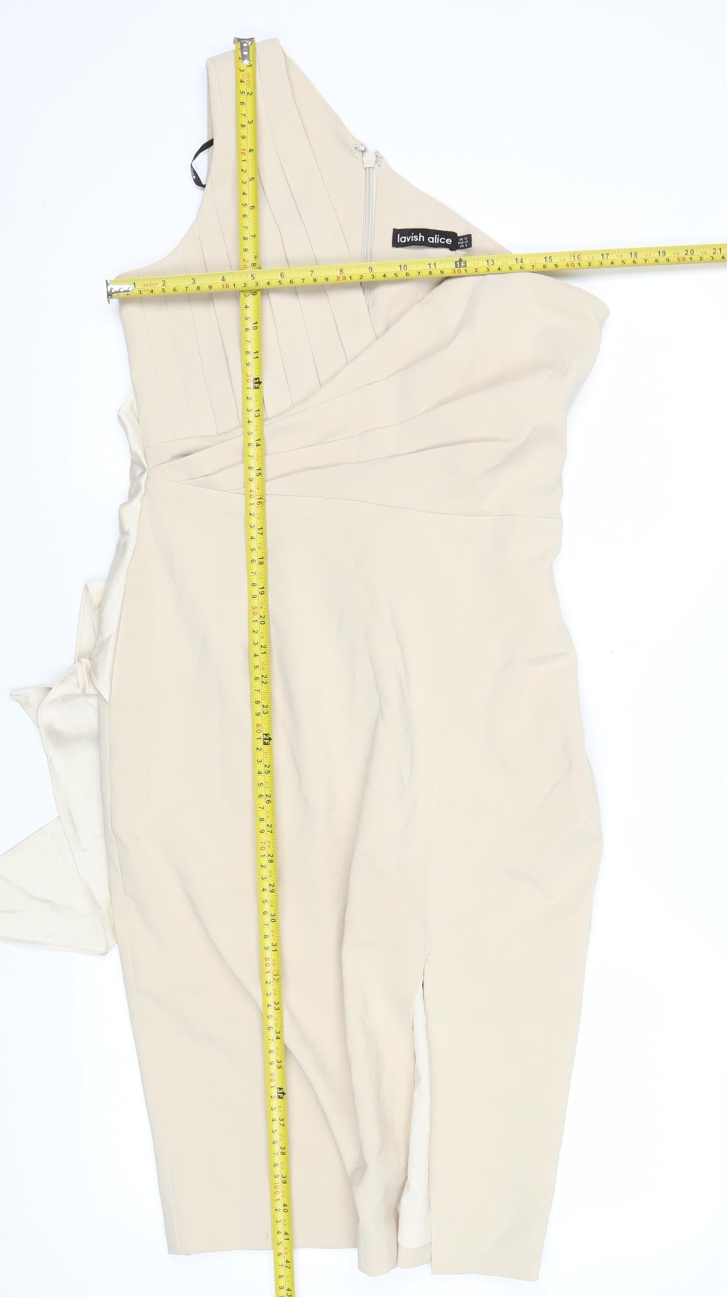 Lavish Alice Women’s Beige Knee Length Sheath Dress Size 12