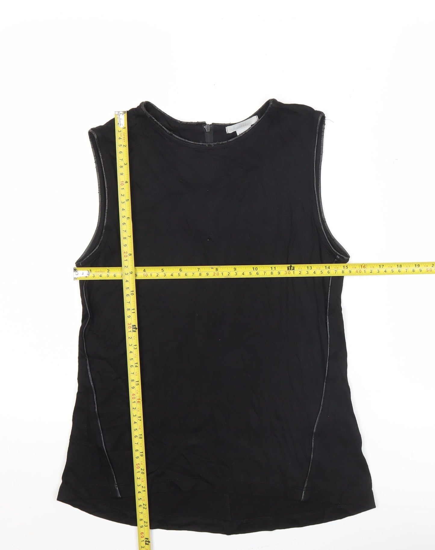 H&M Women Black Sleeveless Tank Top S Crew Neck 100% Viscose