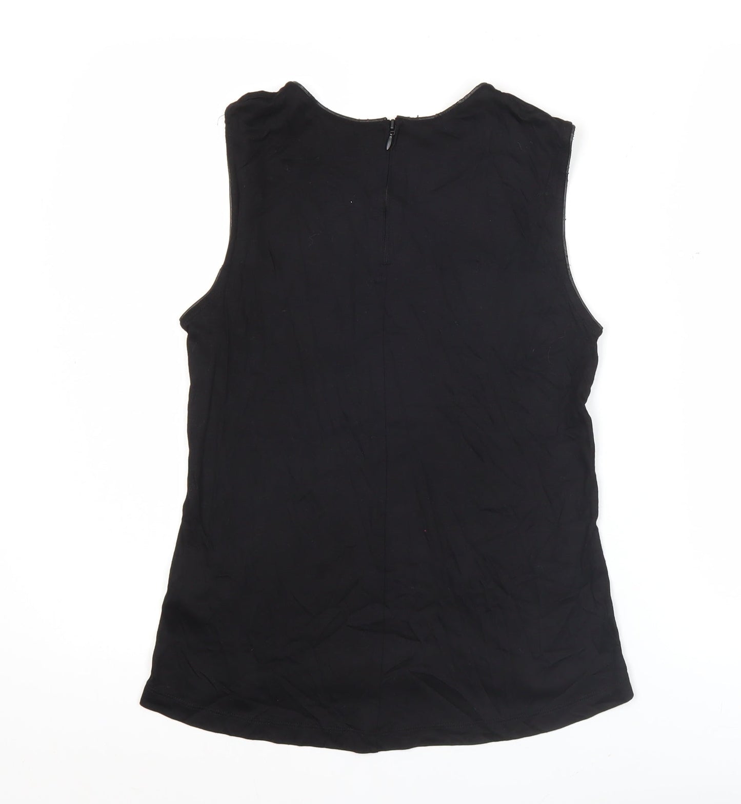 H&M Women Black Sleeveless Tank Top S Crew Neck 100% Viscose