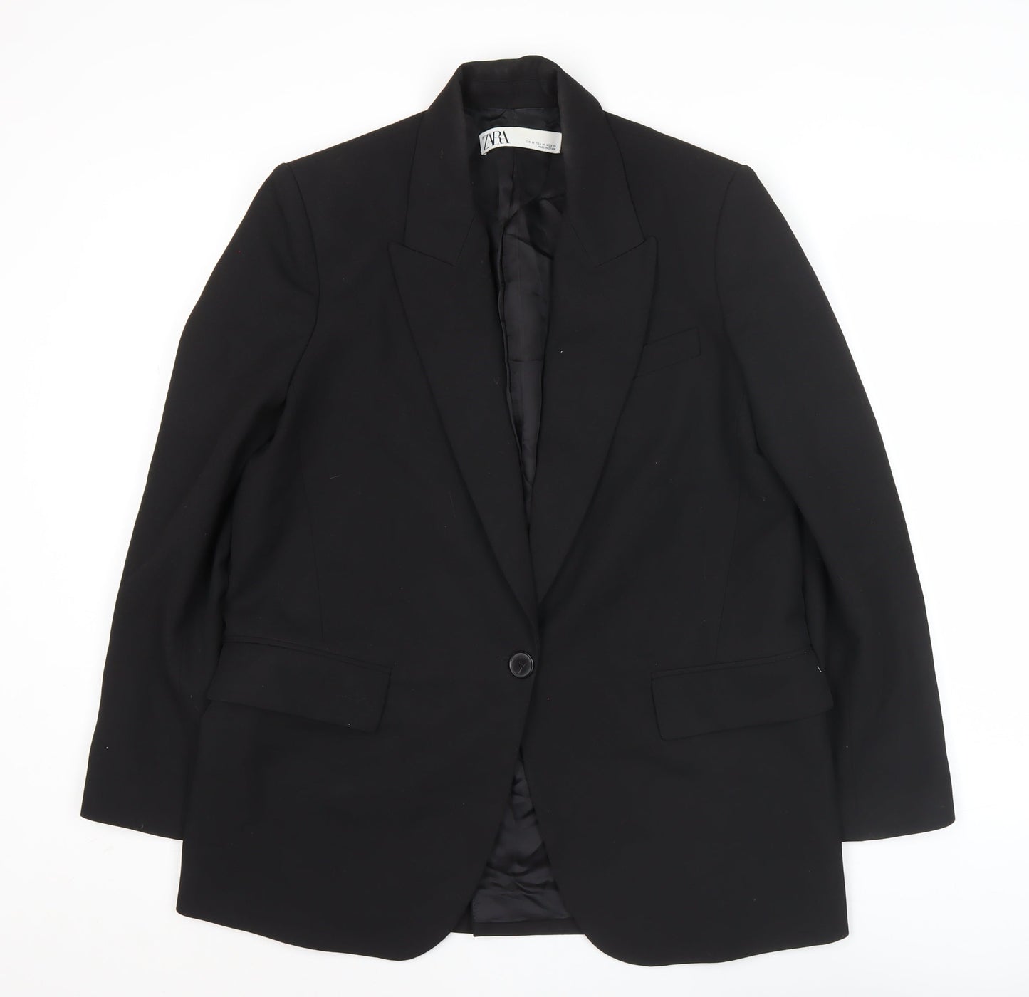 Zara Mens Black Blazer Jacket M 38R Single-Breasted Classic