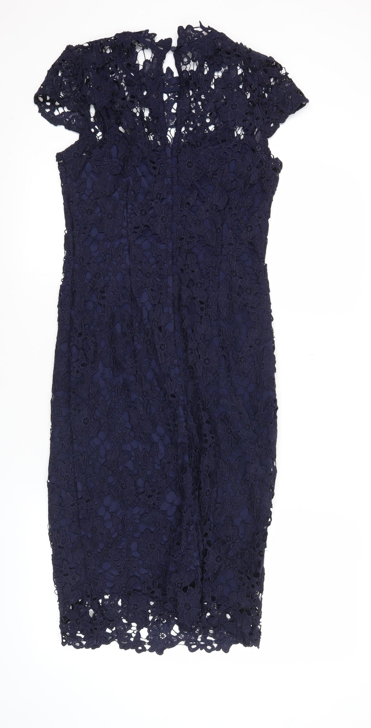 Quiz Women’s Blue Lace Sheath Knee Length Dress Size 10
