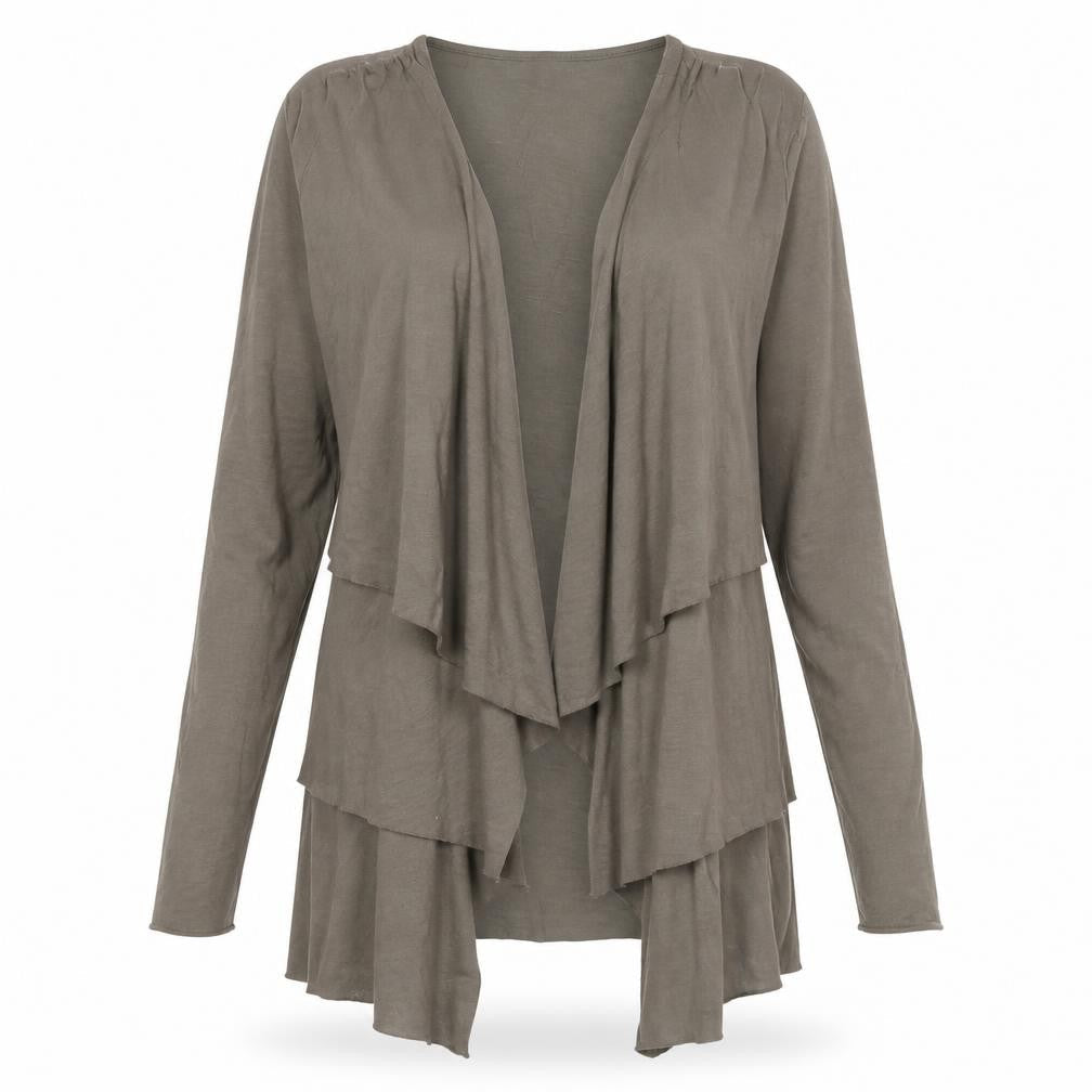 La Redoute Women’s Brown Cotton Ruffle Open Jacket Size 10