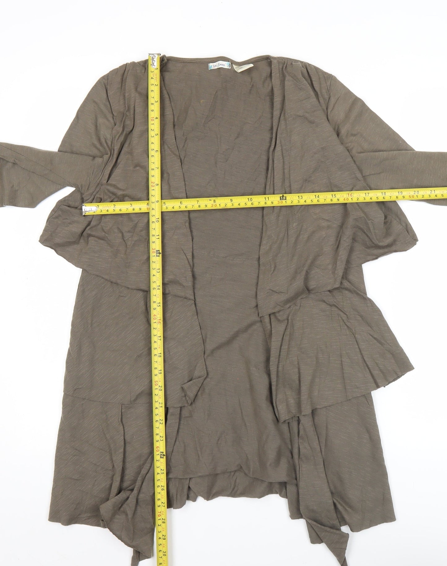La Redoute Women’s Brown Cotton Ruffle Open Jacket Size 10