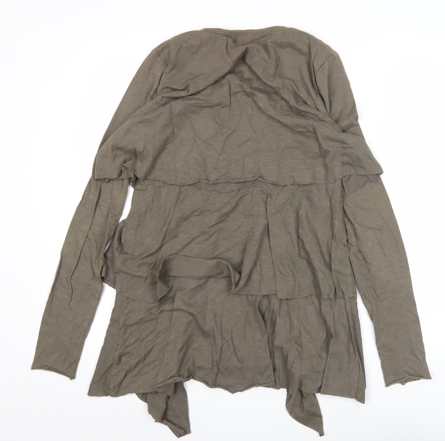 La Redoute Women’s Brown Cotton Ruffle Open Jacket Size 10