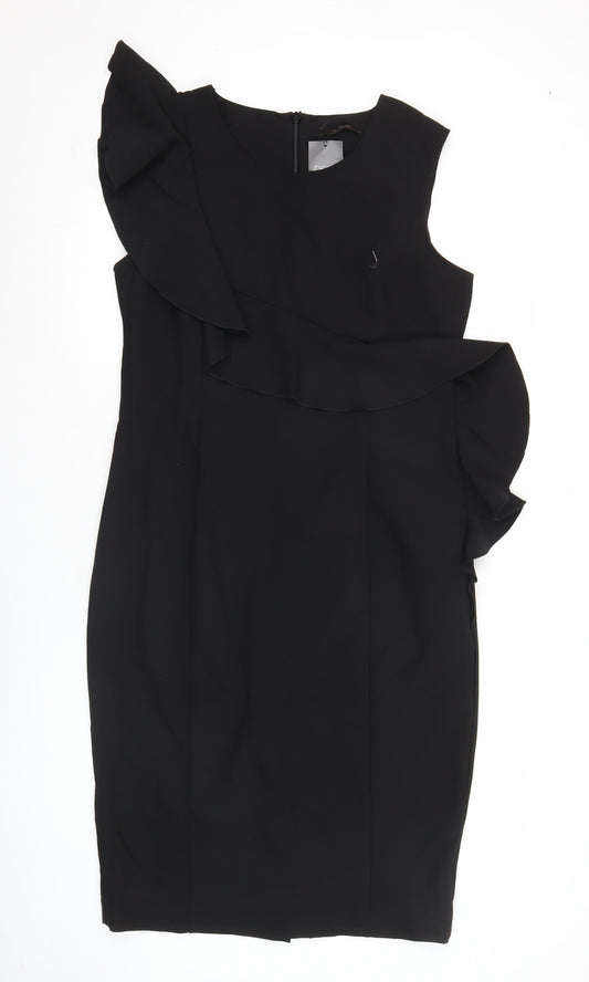 Next Women Black Size 14 Sheath Knee Length Sleeveless Dress