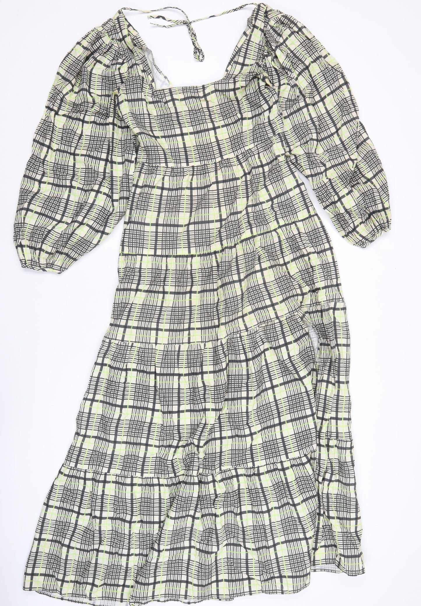 Topshop Women’s Multicoloured Check Midi A-Line Dress UK 8