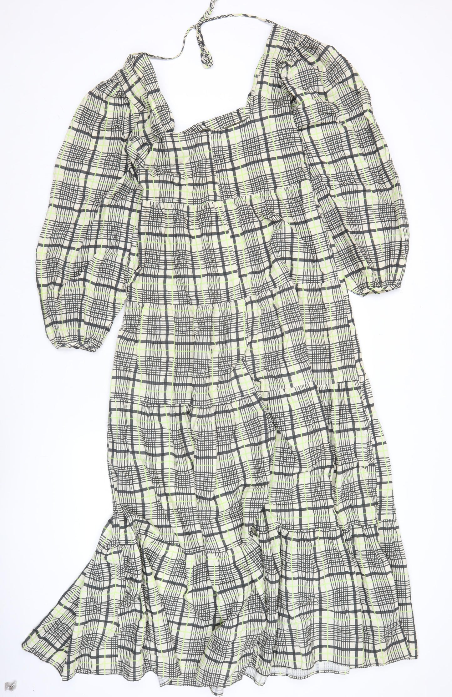 Topshop Women’s Multicoloured Check Midi A-Line Dress UK 8