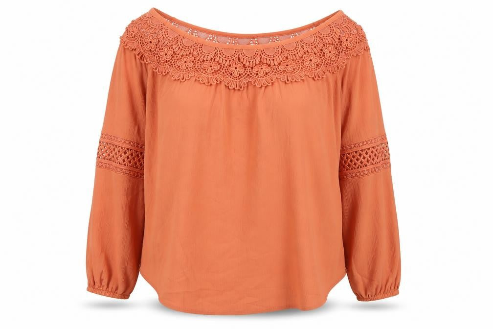 New Look Women’s Orange Crochet Off Shoulder Blouse UK 14