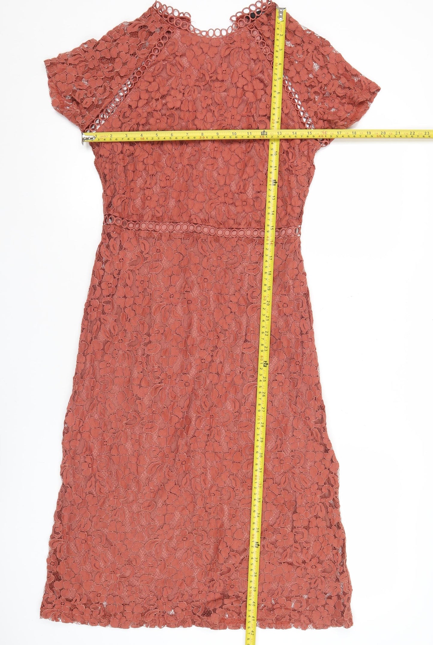 Next Women’s Brown Lace Sheath Dress Size 10 V-Neck Wedding Party