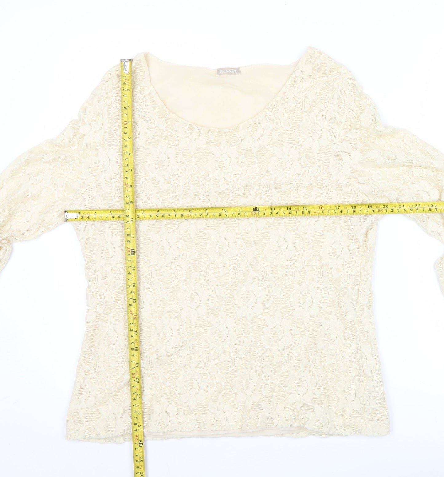 Planet Women’s Ivory Lace Long Sleeve Scoop Neck Tunic Blouse XL