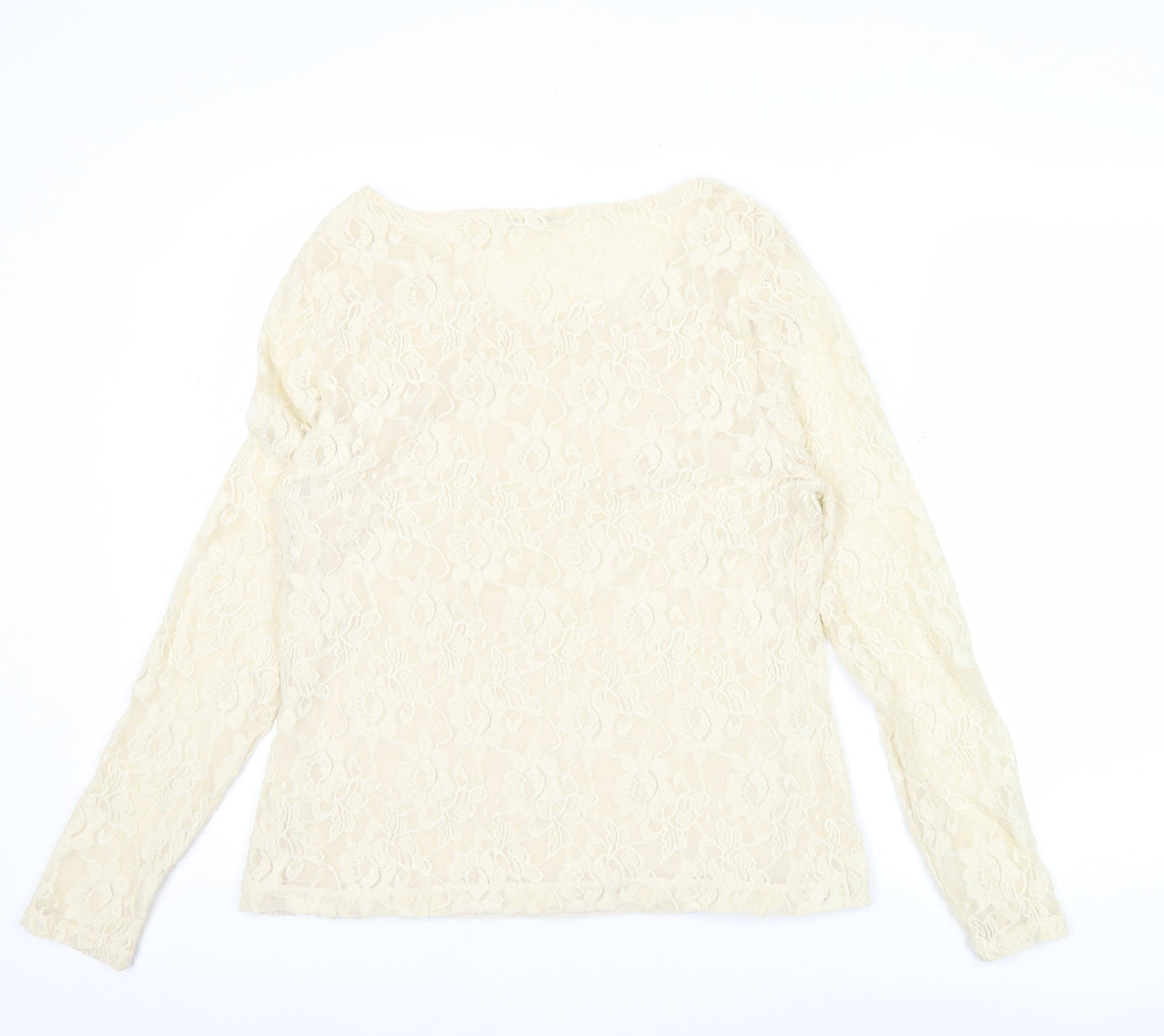 Planet Women’s Ivory Lace Long Sleeve Scoop Neck Tunic Blouse XL