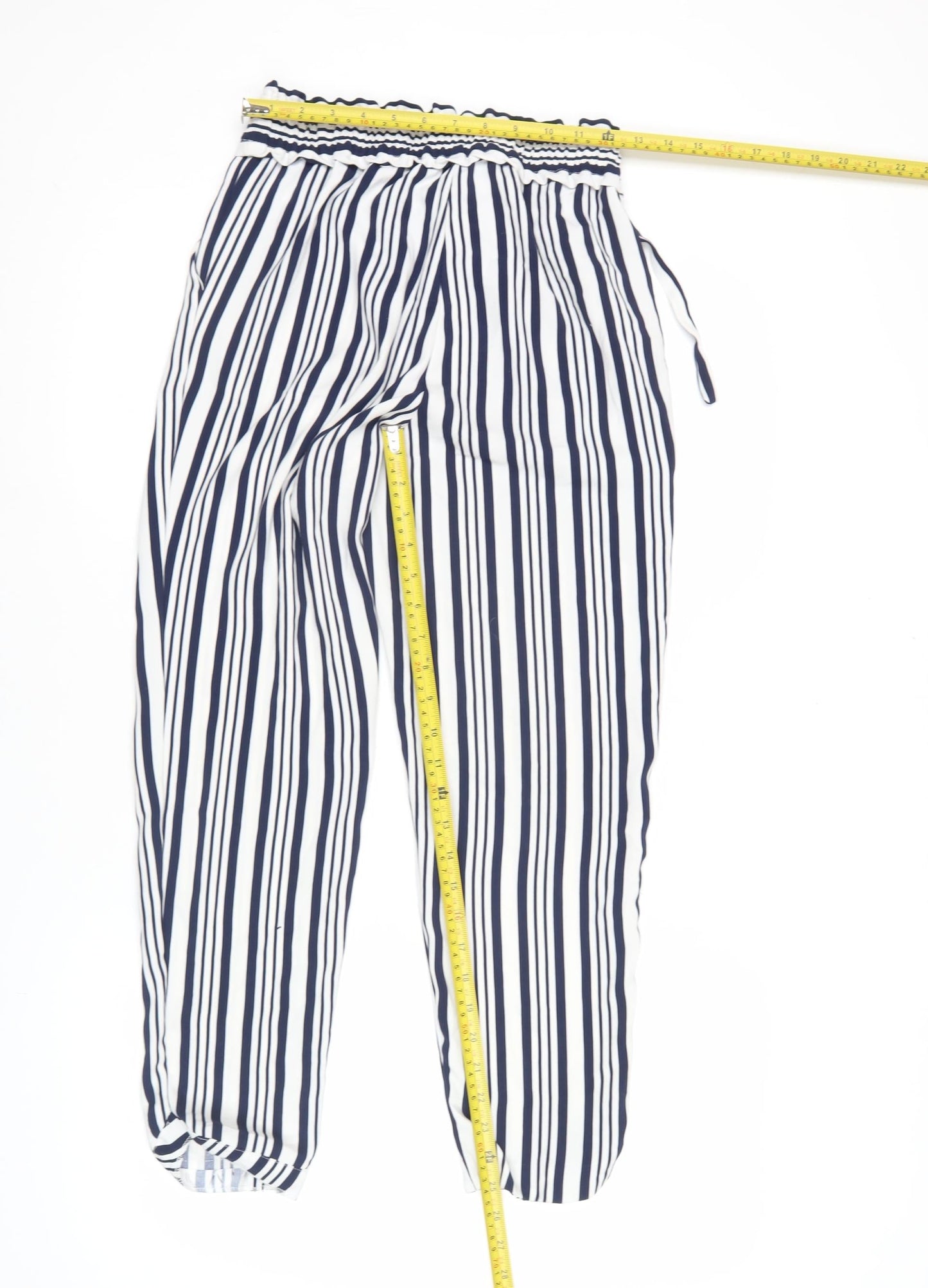 Zara Women’s XS Blue Striped Jogger Trousers Elastic Waist