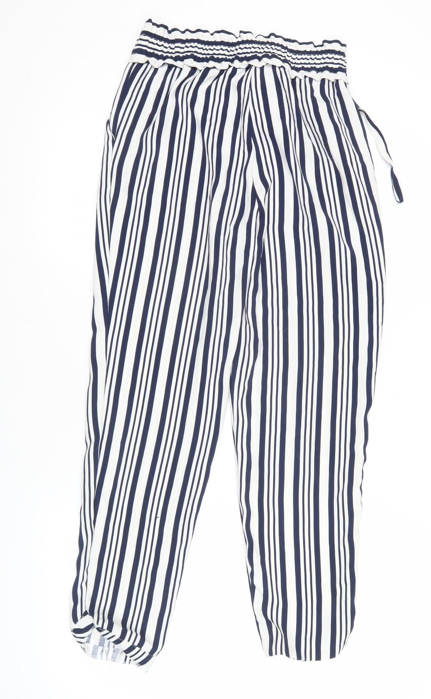 Zara Women’s XS Blue Striped Jogger Trousers Elastic Waist