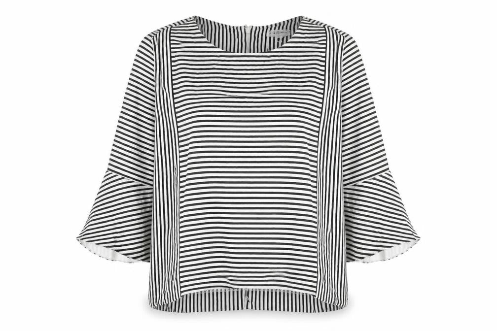 L.K.Bennett Women Black White Striped Tunic Blouse M