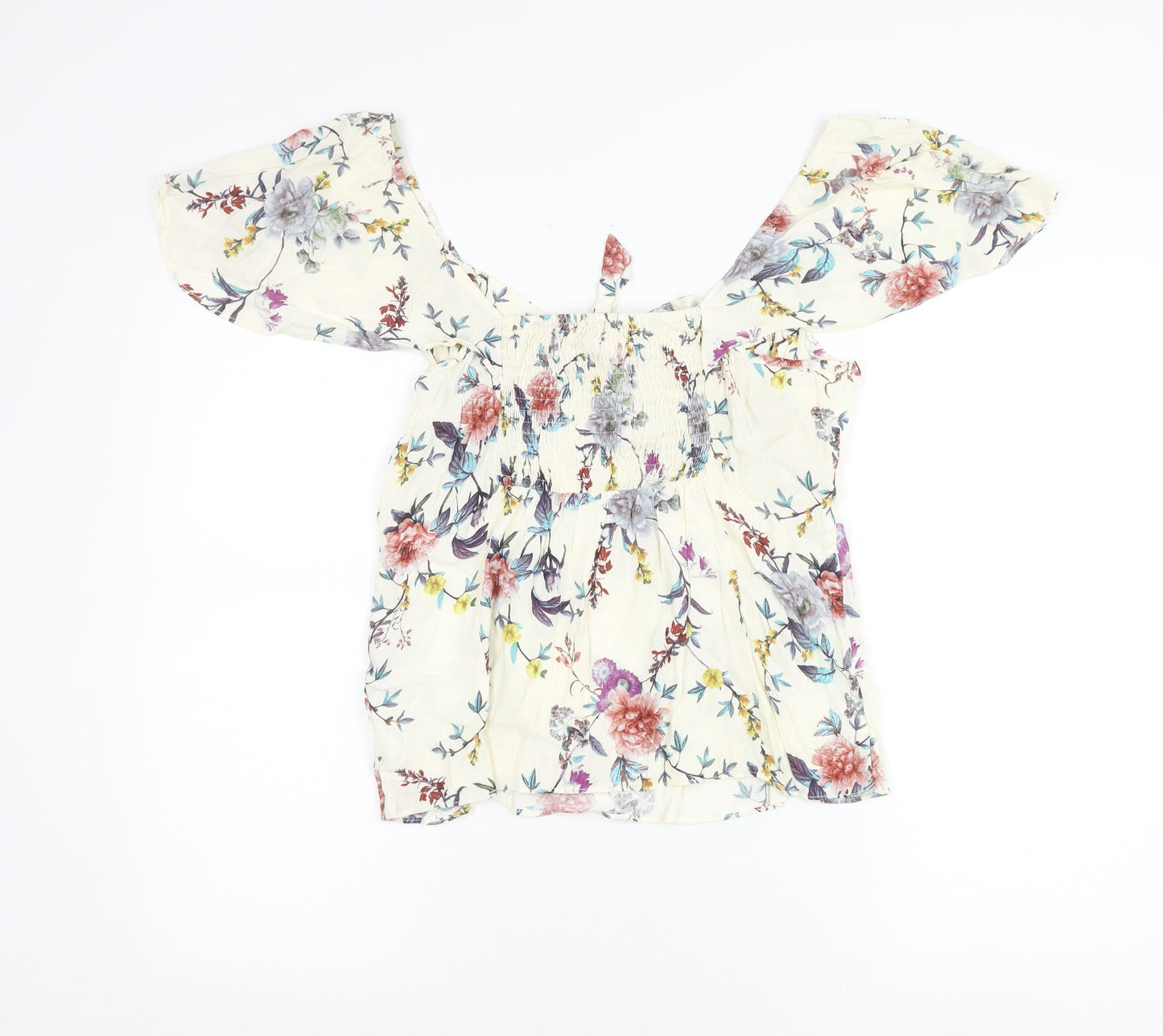 Oasis Women’s Multicoloured Floral Off Shoulder Peasant Blouse Size 14