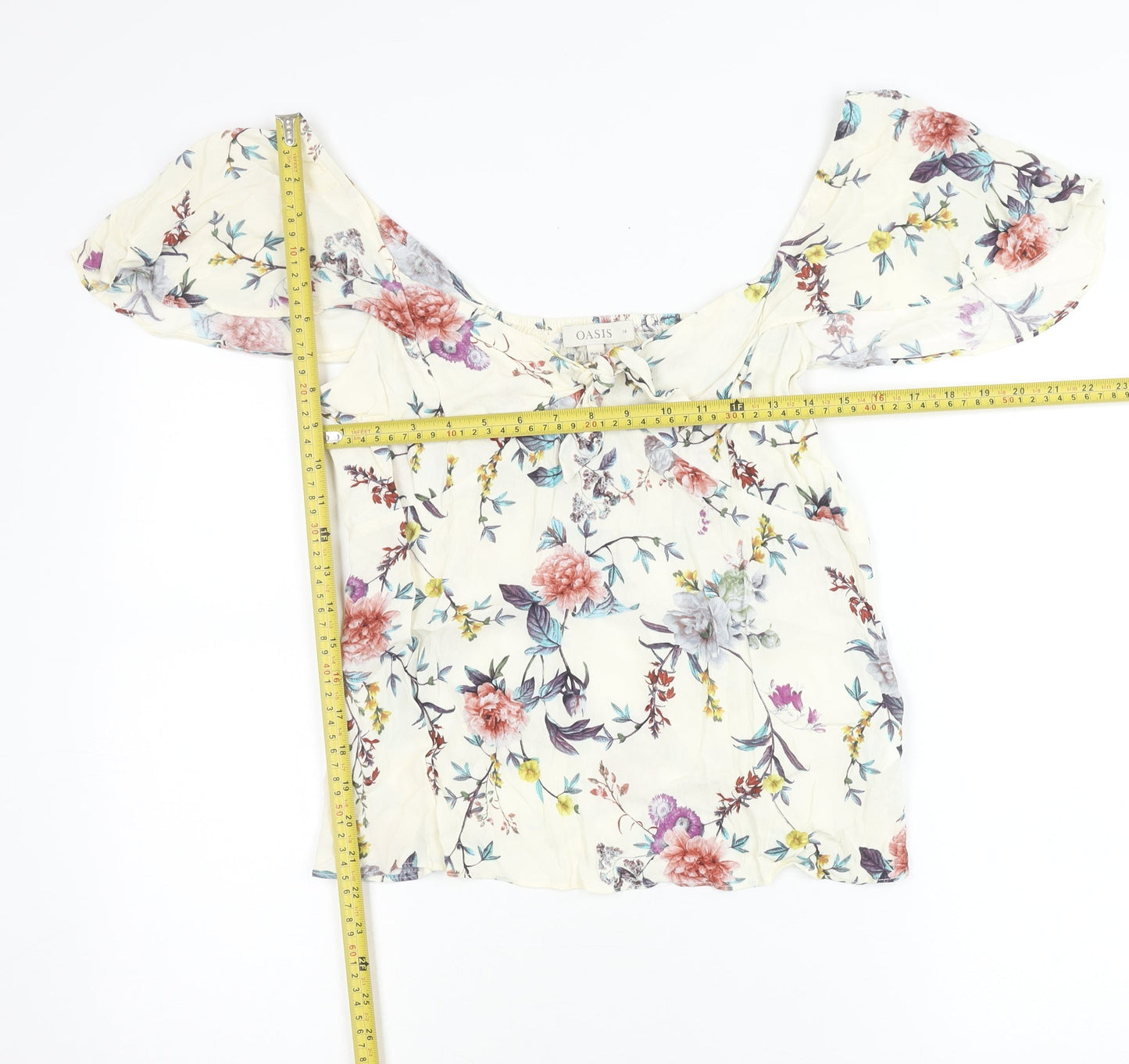 Oasis Women’s Multicoloured Floral Off Shoulder Peasant Blouse Size 14
