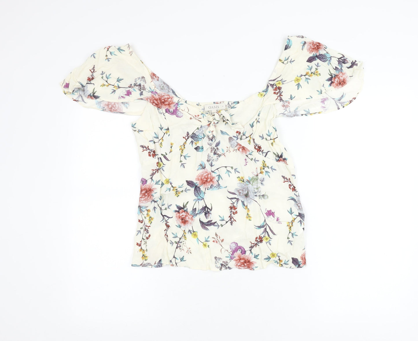 Oasis Women’s Multicoloured Floral Off Shoulder Peasant Blouse Size 14