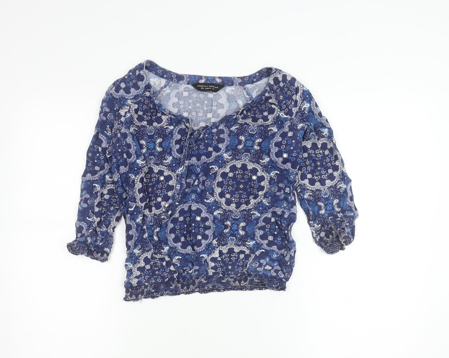 Dorothy Perkins Womens Blue Paisley Tunic Blouse Size 6 Viscose