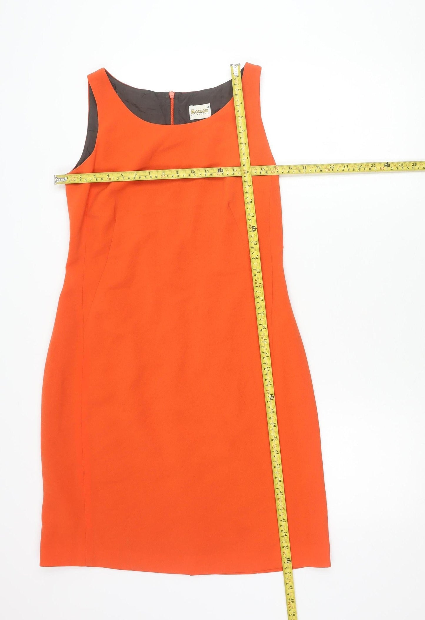Roman Originals Women’s Orange Sheath Dress Size 12 Sleeveless