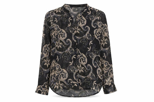 Front view of Soon women’s multicoloured paisley tunic blouse, size UK 10