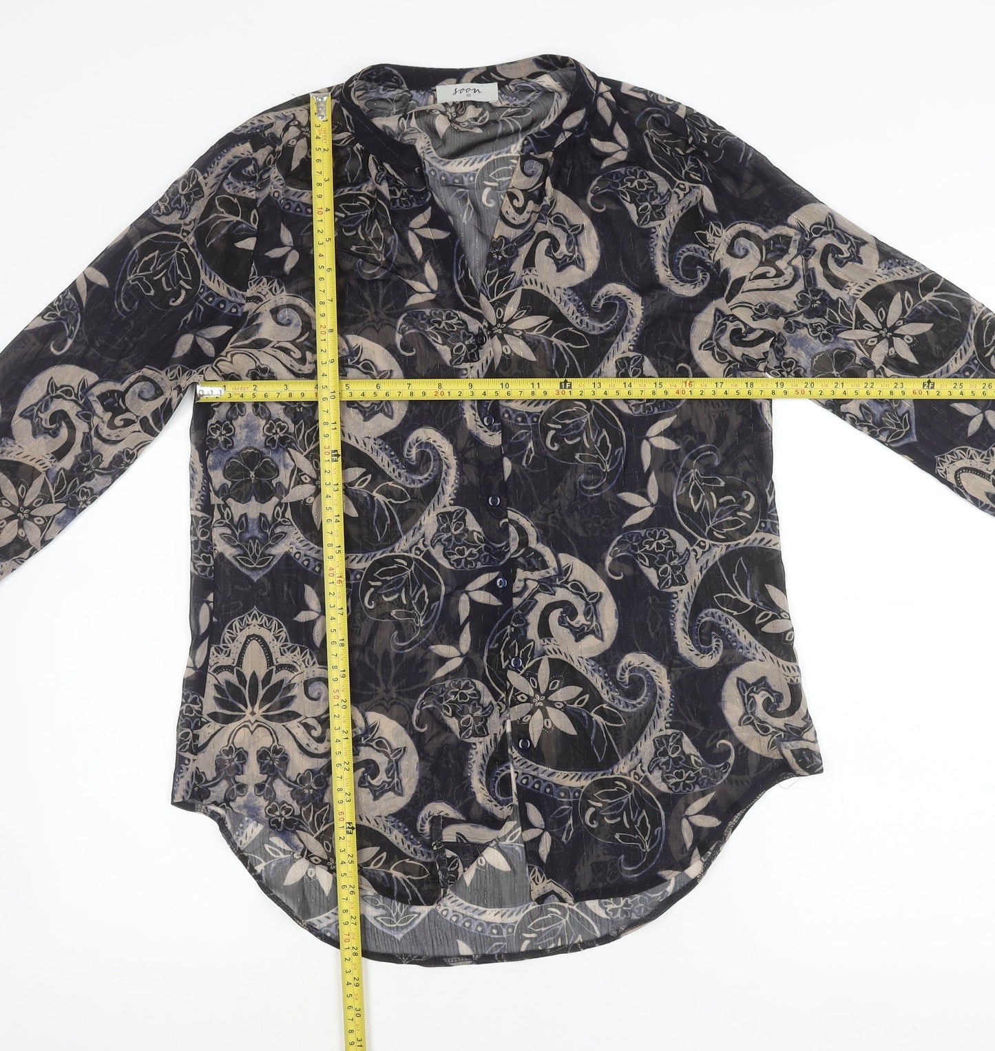 Soon Womens Multicoloured Paisley Tunic Blouse Size 10