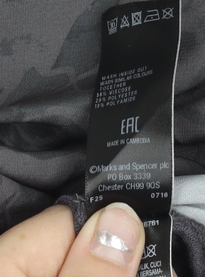 Marks and Spencer Per Una Women's Grey Floral Tunic Blouse UK 10 Long Sleeve