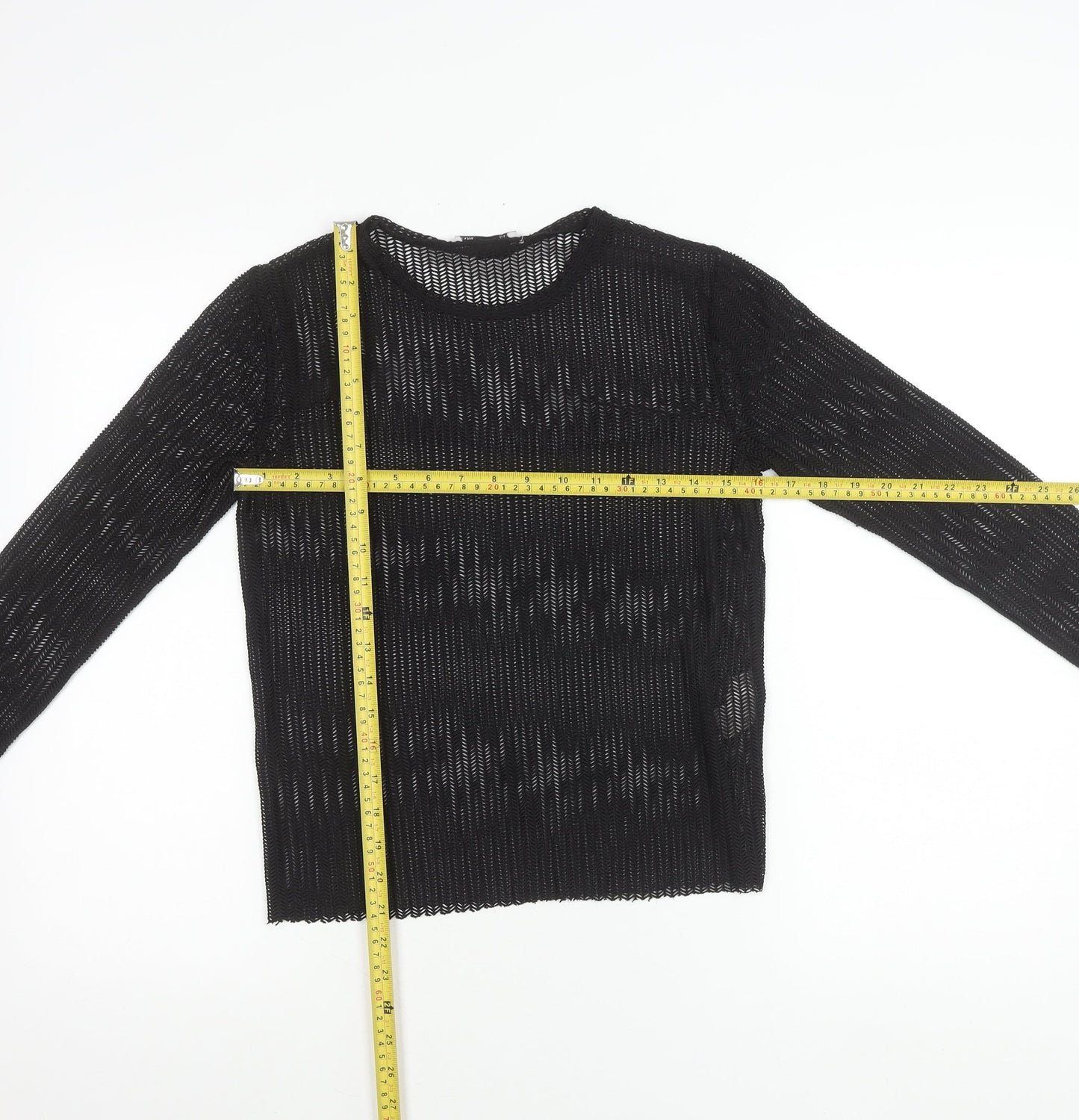 Zara Trafaluc Women’s Black Mesh Long Sleeve Blouse Size 10