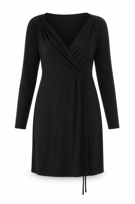 Cameo Rose Women's Black Wrap Dress Size 12 Long Sleeve V-Neck